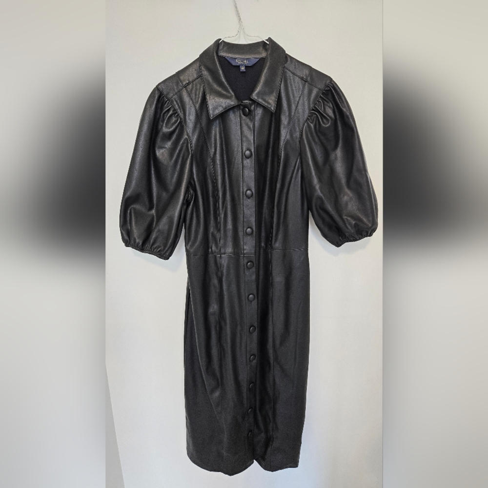 RACHEL Rachel Roy Womens Faux Leather Calf Midi Dress Black 8